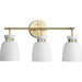 Progress Lighting Lexie Collection Three-Light Bath And Vanity Fixture Brushed Gold (P300486-191)