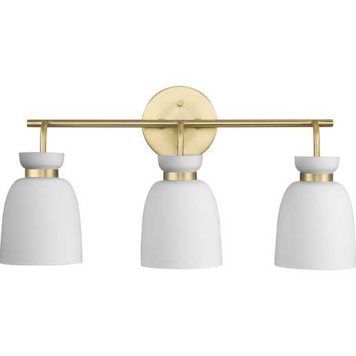 Progress Lighting Lexie Collection Three-Light Bath And Vanity Fixture Brushed Gold (P300486-191)