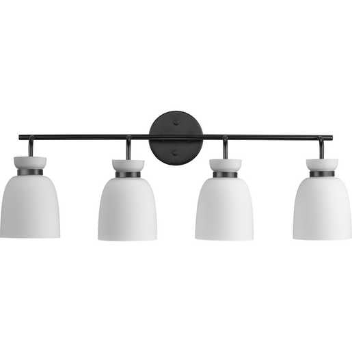 Progress Lighting Lexie Collection Four-Light Bath And Vanity Fixture Matte Black (P300487-31M)