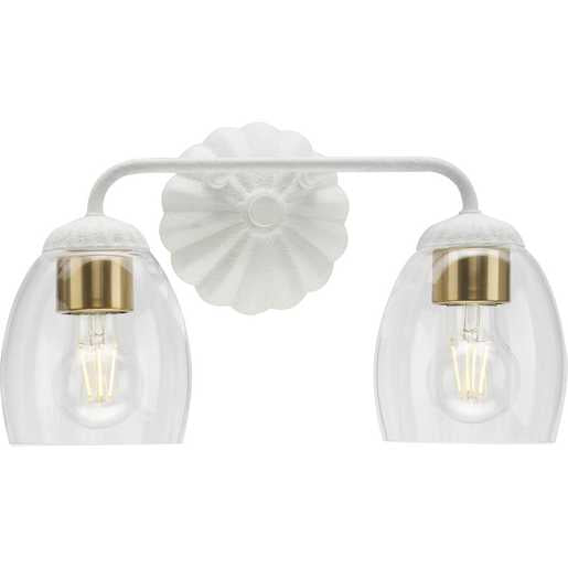 Progress Lighting Quillan Collection Two-Light Bath And Vanity Fixture White Plaster (P300489-197)