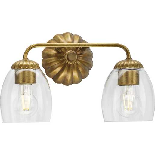 Progress Lighting Quillan Collection Two-Light Bath And Vanity Fixture Gold Ombre (P300489-204)