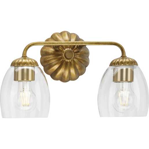 Progress Lighting Quillan Collection Two-Light Bath And Vanity Fixture Gold Ombre (P300489-204)