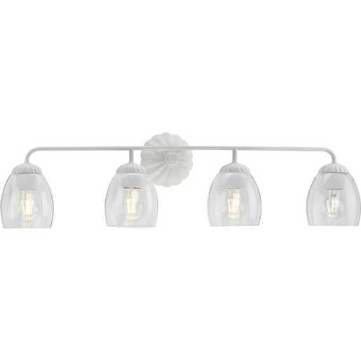 Progress Lighting Quillan Collection Four-Light Bath And Vanity Fixture White Plaster (P300491-197)