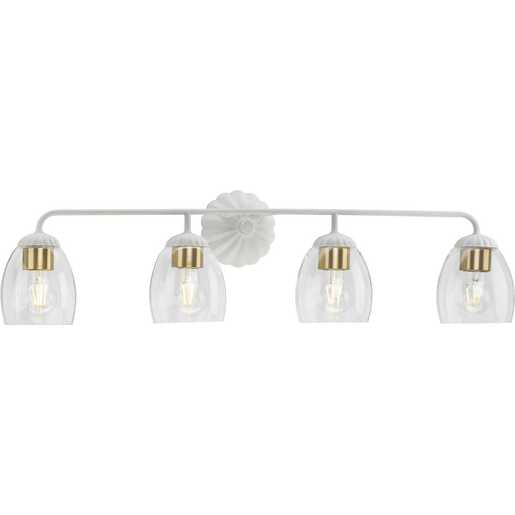 Progress Lighting Quillan Collection Four-Light Bath And Vanity Fixture White Plaster (P300491-197)