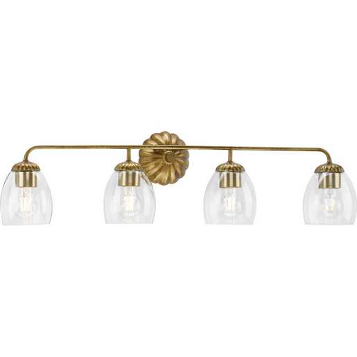 Progress Lighting Quillan Collection Four-Light Bath And Vanity Fixture Gold Ombre (P300491-204)