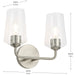 Progress Lighting 94300540009 Celino Collection 2-Light Bath And Vanity Fixture Brushed Nickel With Clear Glass Shades (P300540-009)
