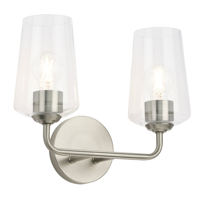 Progress Lighting 94300540009 Celino Collection 2-Light Bath And Vanity Fixture Brushed Nickel With Clear Glass Shades (P300540-009)