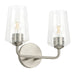 Progress Lighting 94300540009 Celino Collection 2-Light Bath And Vanity Fixture Brushed Nickel With Clear Glass Shades (P300540-009)