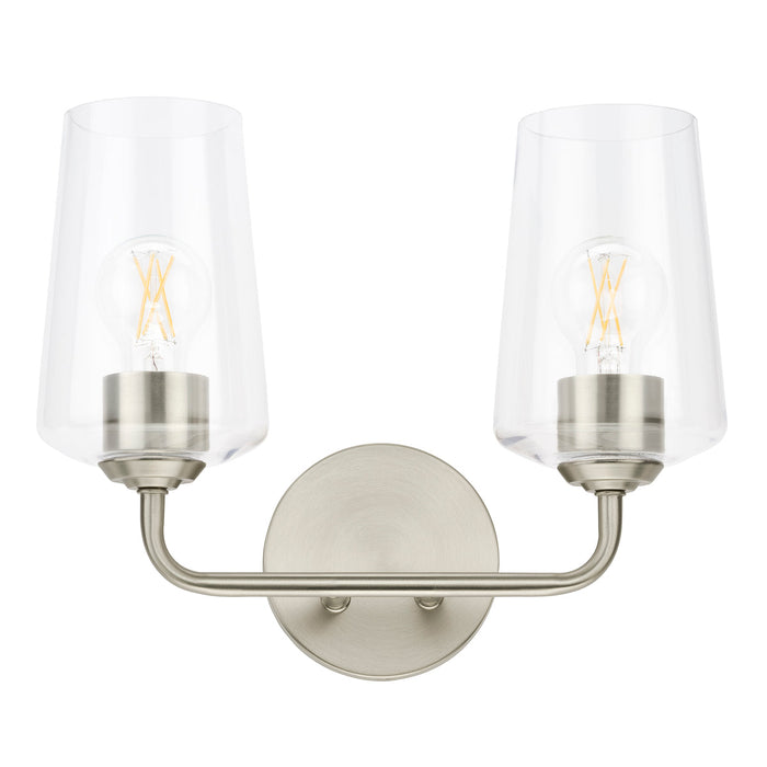 Progress Lighting 94300540009 Celino Collection 2-Light Bath And Vanity Fixture Brushed Nickel With Clear Glass Shades (P300540-009)