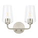 Progress Lighting 94300540009 Celino Collection 2-Light Bath And Vanity Fixture Brushed Nickel With Clear Glass Shades (P300540-009)