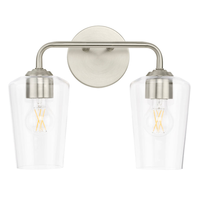 Progress Lighting 94300540009 Celino Collection 2-Light Bath And Vanity Fixture Brushed Nickel With Clear Glass Shades (P300540-009)