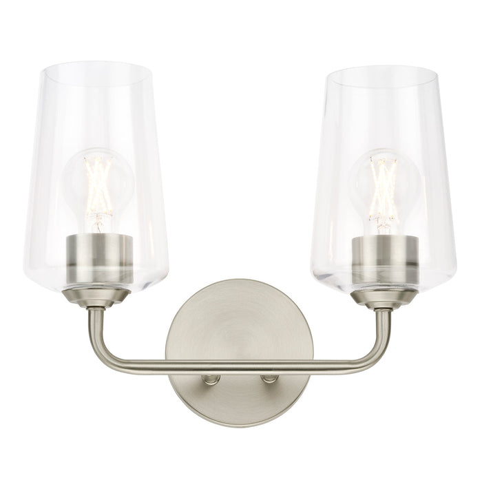 Progress Lighting 94300540009 Celino Collection 2-Light Bath And Vanity Fixture Brushed Nickel With Clear Glass Shades (P300540-009)