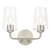 Progress Lighting 94300540009 Celino Collection 2-Light Bath And Vanity Fixture Brushed Nickel With Clear Glass Shades (P300540-009)