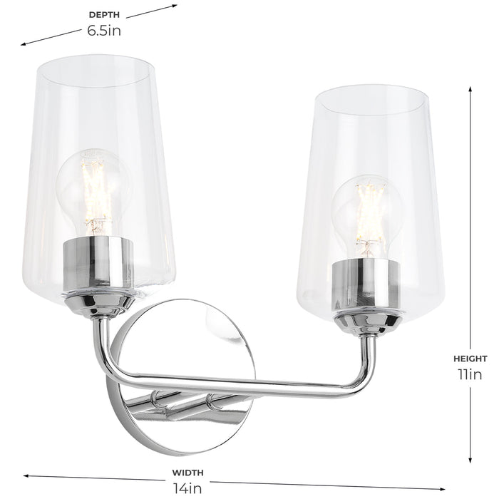 Progress Lighting 94300540015 Celino Collection 2-Light Bath And Vanity Fixture Polished Chrome With Clear Glass Shades (P300540-015)