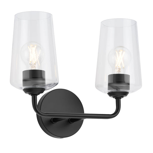 Progress Lighting 94300540031 Celino Collection 2-Light Bath And Vanity Fixture Black With Clear Glass Shades (P300540-031)