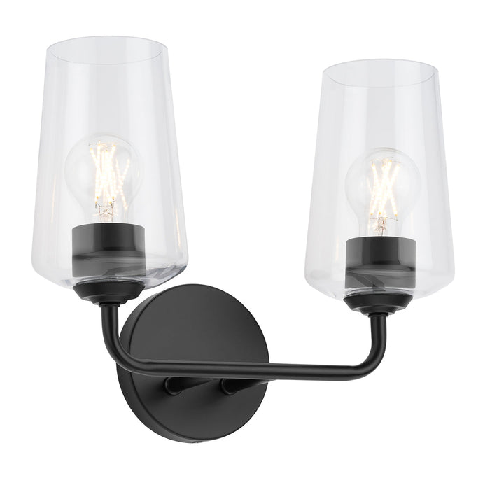 Progress Lighting 94300540031 Celino Collection 2-Light Bath And Vanity Fixture Black With Clear Glass Shades (P300540-031)