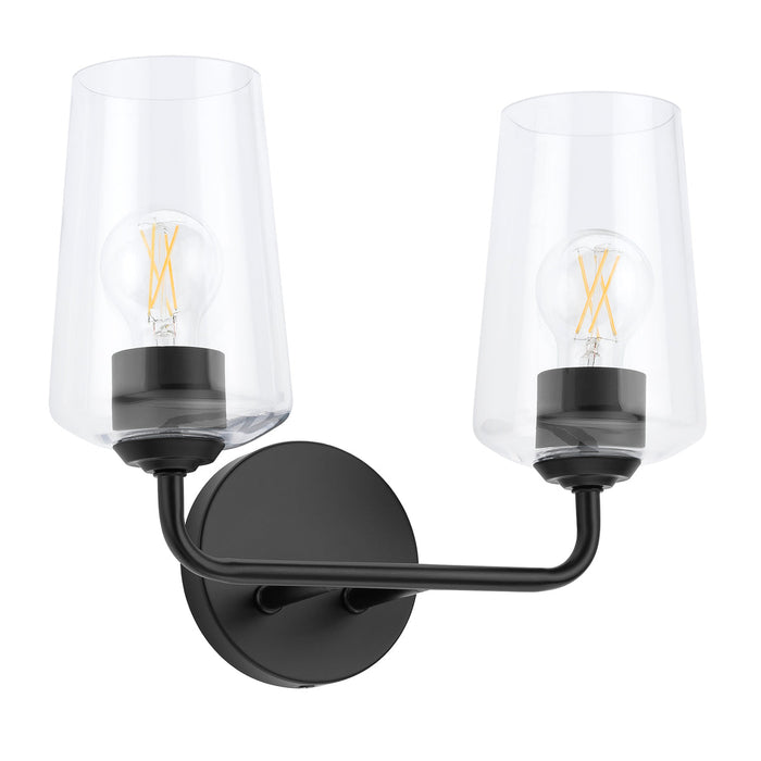 Progress Lighting 94300540031 Celino Collection 2-Light Bath And Vanity Fixture Black With Clear Glass Shades (P300540-031)
