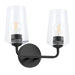 Progress Lighting 94300540031 Celino Collection 2-Light Bath And Vanity Fixture Black With Clear Glass Shades (P300540-031)