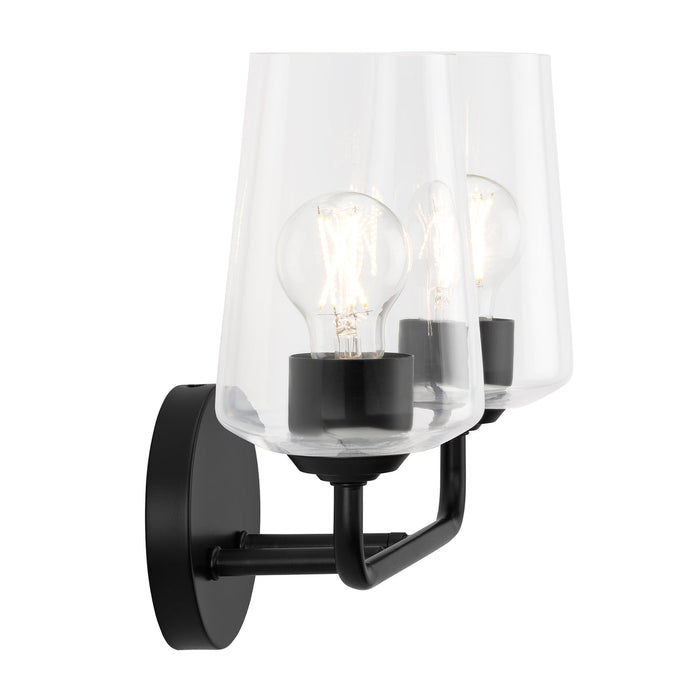 Progress Lighting 94300540031 Celino Collection 2-Light Bath And Vanity Fixture Black With Clear Glass Shades (P300540-031)