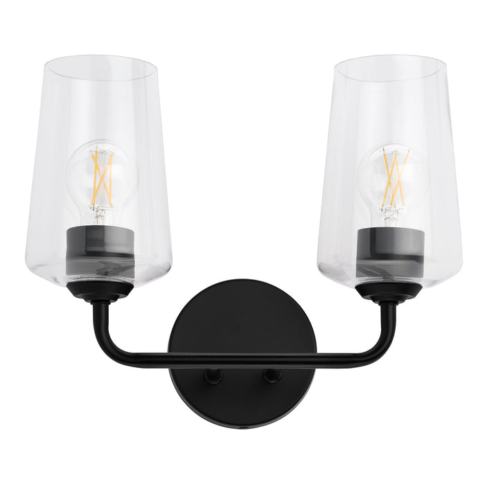 Progress Lighting 94300540031 Celino Collection 2-Light Bath And Vanity Fixture Black With Clear Glass Shades (P300540-031)