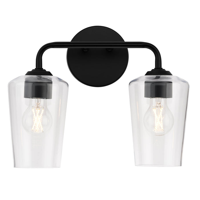 Progress Lighting 94300540031 Celino Collection 2-Light Bath And Vanity Fixture Black With Clear Glass Shades (P300540-031)