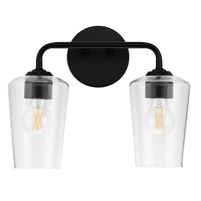Progress Lighting 94300540031 Celino Collection 2-Light Bath And Vanity Fixture Black With Clear Glass Shades (P300540-031)