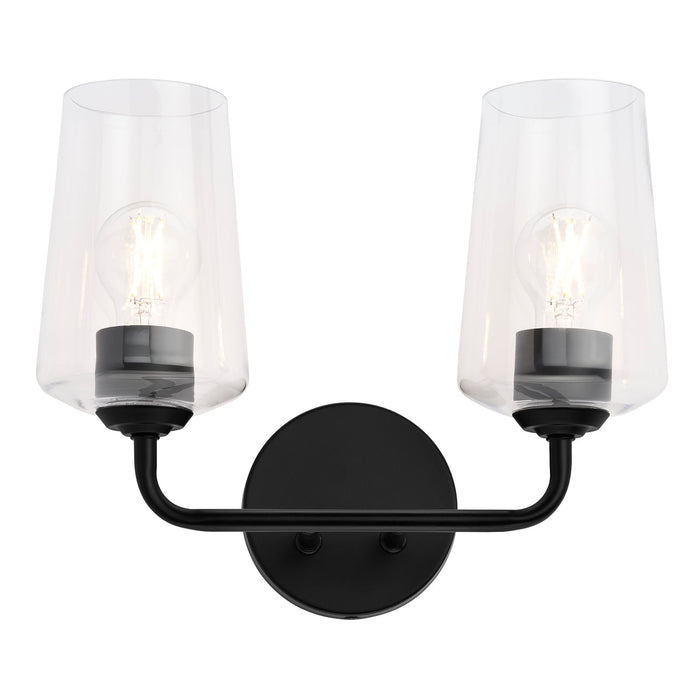Progress Lighting 94300540031 Celino Collection 2-Light Bath And Vanity Fixture Black With Clear Glass Shades (P300540-031)