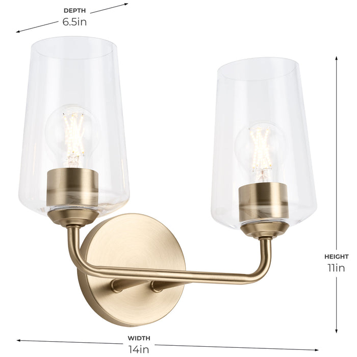 Progress Lighting 94300540177 Celino Collection 2-Light Bath And Vanity Fixture Champagne Bronze With Clear Glass Shades (P300540-177)