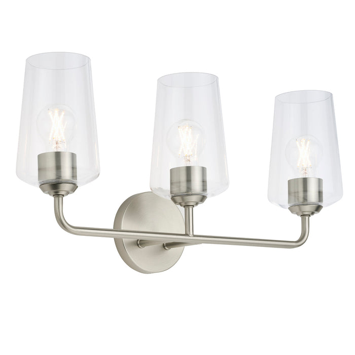Progress Lighting 94300541009 Celino Collection 3-Light Bath And Vanity Fixture Brushed Nickel With Clear Glass Shades (P300541-009)