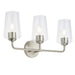Progress Lighting 94300541009 Celino Collection 3-Light Bath And Vanity Fixture Brushed Nickel With Clear Glass Shades (P300541-009)