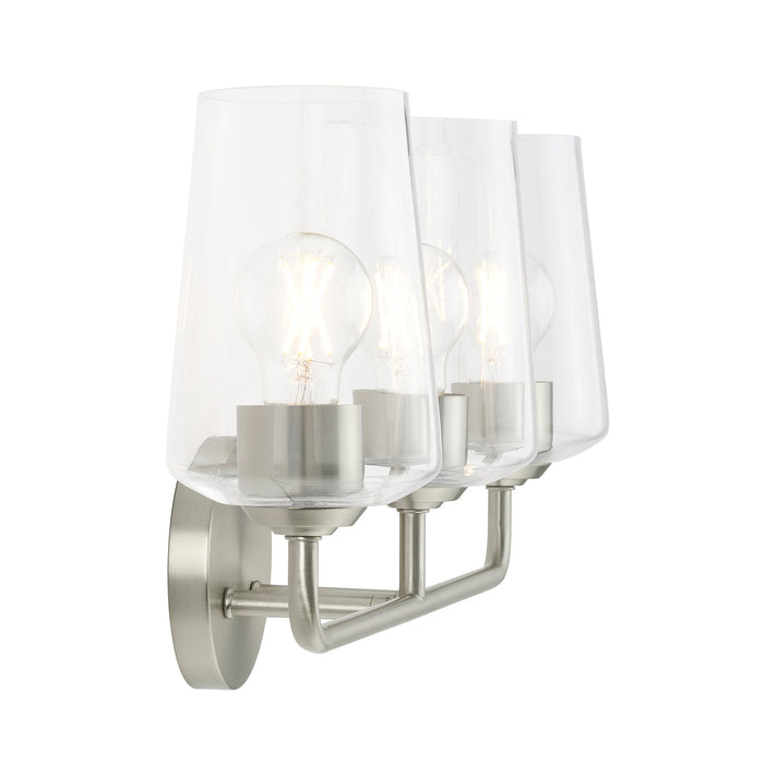Progress Lighting 94300541009 Celino Collection 3-Light Bath And Vanity Fixture Brushed Nickel With Clear Glass Shades (P300541-009)