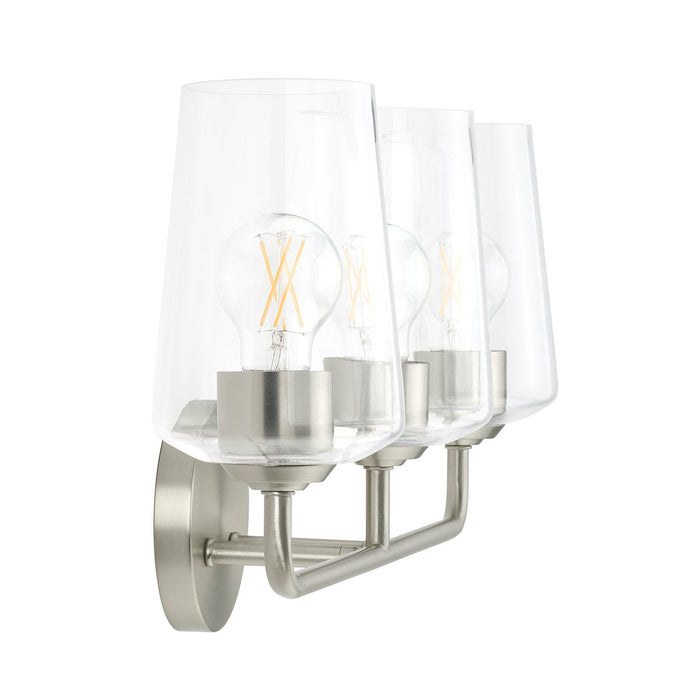 Progress Lighting 94300541009 Celino Collection 3-Light Bath And Vanity Fixture Brushed Nickel With Clear Glass Shades (P300541-009)