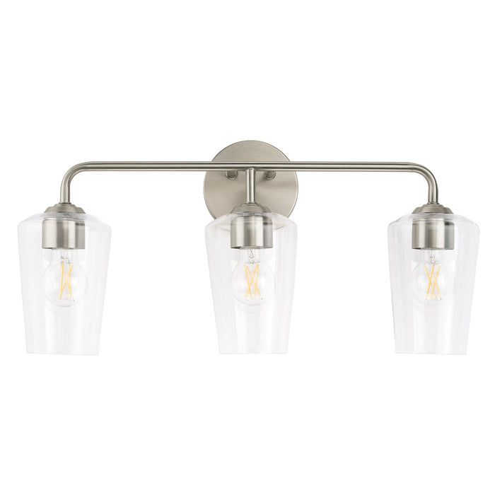Progress Lighting 94300541009 Celino Collection 3-Light Bath And Vanity Fixture Brushed Nickel With Clear Glass Shades (P300541-009)