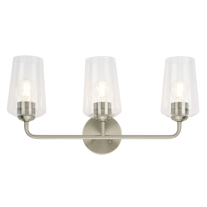 Progress Lighting 94300541009 Celino Collection 3-Light Bath And Vanity Fixture Brushed Nickel With Clear Glass Shades (P300541-009)