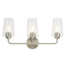 Progress Lighting 94300541009 Celino Collection 3-Light Bath And Vanity Fixture Brushed Nickel With Clear Glass Shades (P300541-009)