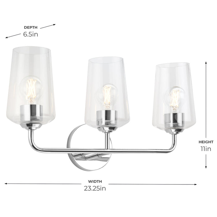 Progress Lighting 94300541015 Celino Collection 3-Light Bath And Vanity Fixture Polished Chrome With Clear Glass Shades (P300541-015)