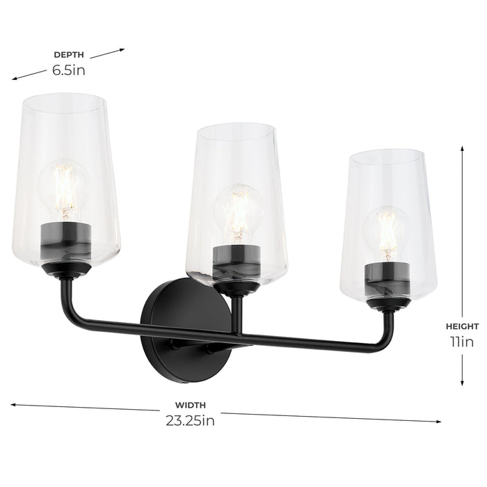 Progress Lighting 94300541031 Celino Collection 3-Light Bath And Vanity Fixture Black With Clear Glass Shades (P300541-031)
