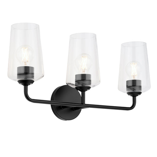 Progress Lighting 94300541031 Celino Collection 3-Light Bath And Vanity Fixture Black With Clear Glass Shades (P300541-031)