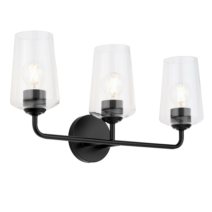 Progress Lighting 94300541031 Celino Collection 3-Light Bath And Vanity Fixture Black With Clear Glass Shades (P300541-031)