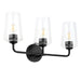 Progress Lighting 94300541031 Celino Collection 3-Light Bath And Vanity Fixture Black With Clear Glass Shades (P300541-031)