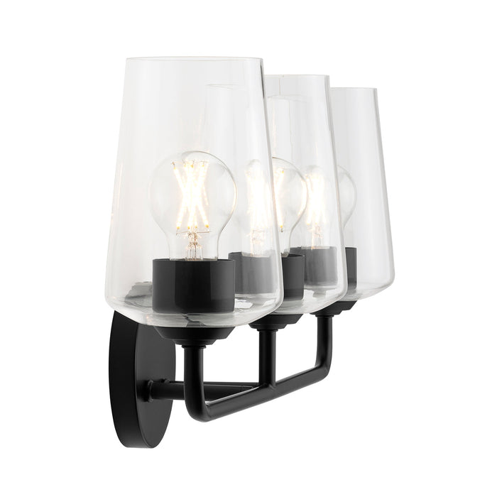 Progress Lighting 94300541031 Celino Collection 3-Light Bath And Vanity Fixture Black With Clear Glass Shades (P300541-031)