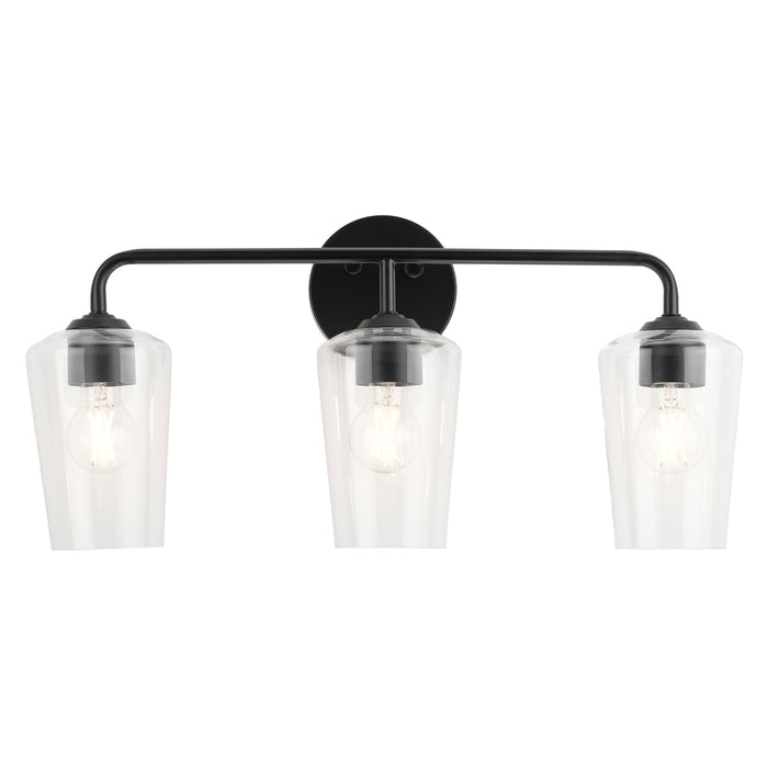 Progress Lighting 94300541031 Celino Collection 3-Light Bath And Vanity Fixture Black With Clear Glass Shades (P300541-031)