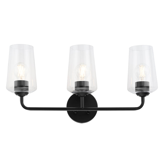 Progress Lighting 94300541031 Celino Collection 3-Light Bath And Vanity Fixture Black With Clear Glass Shades (P300541-031)