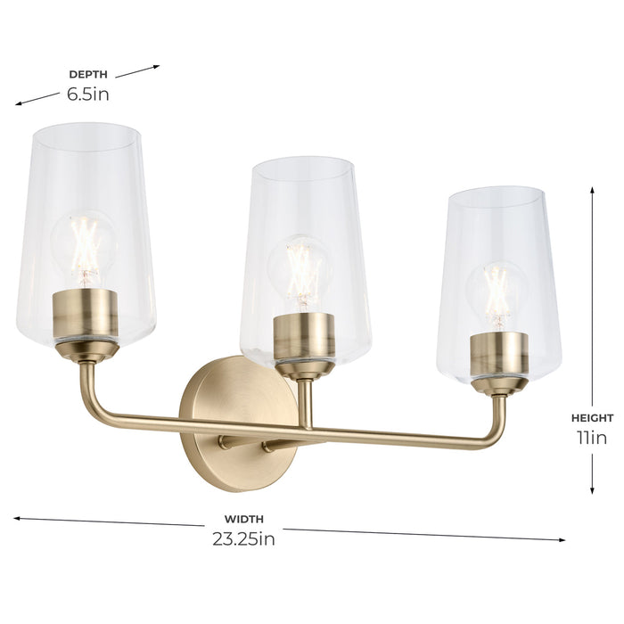 Progress Lighting 94300541177 Celino Collection 3-Light Bath And Vanity Fixture Champagne Bronze With Clear Glass Shades (P300541-177)