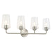 Progress Lighting 94300542009 Celino Collection 4-Light Bath And Vanity Fixture Brushed Nickel With Clear Glass Shades (P300542-009)