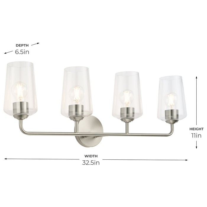 Progress Lighting 94300542009 Celino Collection 4-Light Bath And Vanity Fixture Brushed Nickel With Clear Glass Shades (P300542-009)