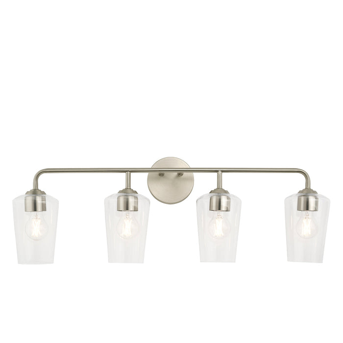 Progress Lighting 94300542009 Celino Collection 4-Light Bath And Vanity Fixture Brushed Nickel With Clear Glass Shades (P300542-009)