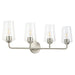 Progress Lighting 94300542009 Celino Collection 4-Light Bath And Vanity Fixture Brushed Nickel With Clear Glass Shades (P300542-009)