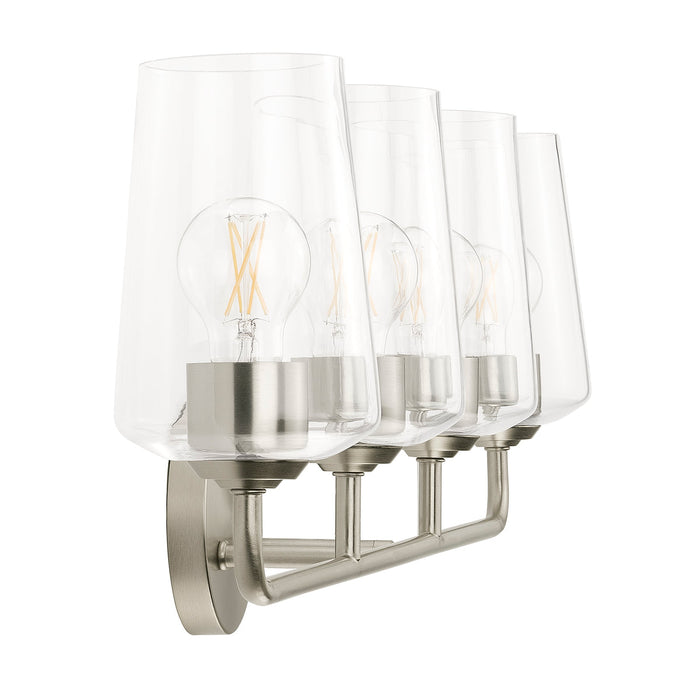 Progress Lighting 94300542009 Celino Collection 4-Light Bath And Vanity Fixture Brushed Nickel With Clear Glass Shades (P300542-009)