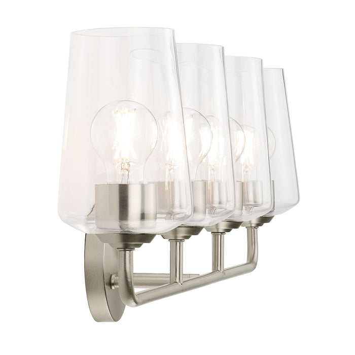 Progress Lighting 94300542009 Celino Collection 4-Light Bath And Vanity Fixture Brushed Nickel With Clear Glass Shades (P300542-009)